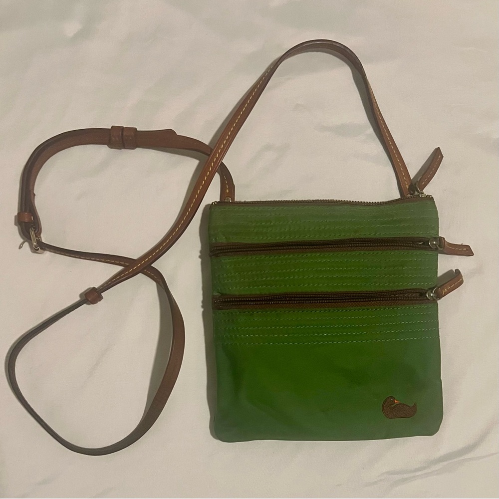 Dooney & Bourke Green Crossbody Bag with Brown Accents